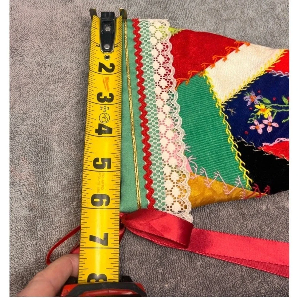 Vintage Handmade Crazy Quilt Christmas Stocking 10